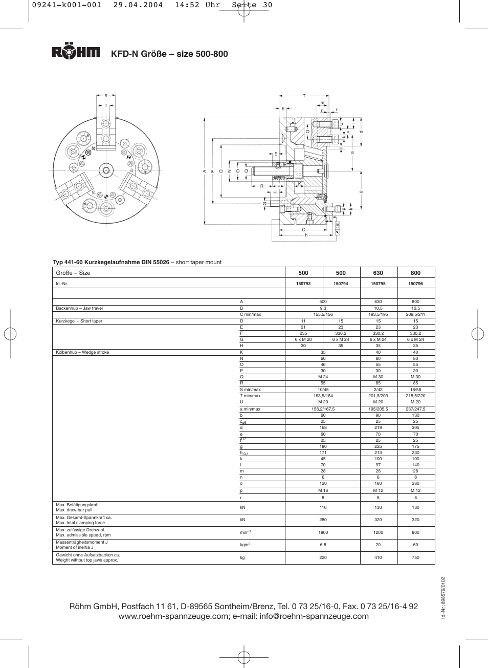 ROHM KFD-N - Draw-down power chucks User Manual | Page 30 / 30