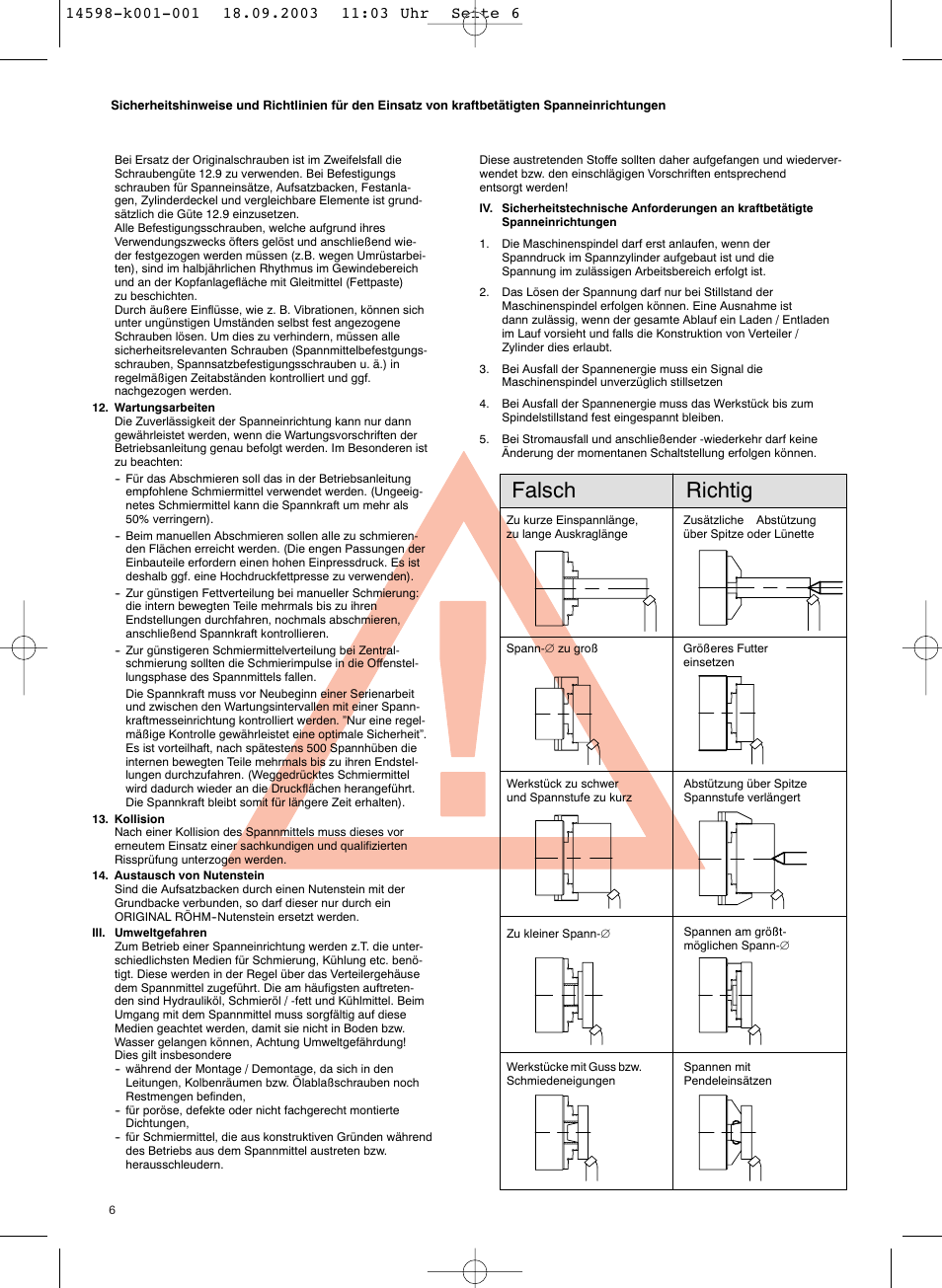Falsch richtig | ROHM KFD-HS - Power chucks with through-hole User Manual | Page 6 / 44
