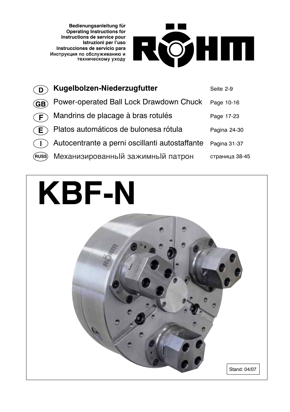 ROHM KBF-N - Power-operated ball lock draw-down chucks User Manual | 48 pages