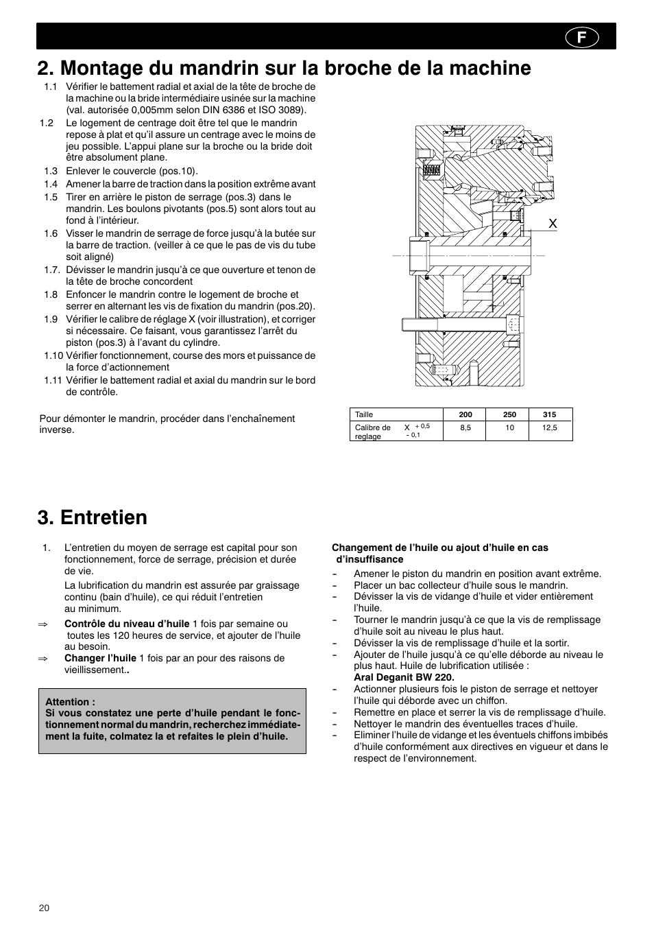 Montage du mandrin sur la broche de la machine, Entretien | ROHM KBF-N - Power-operated ball lock draw-down chucks User Manual | Page 20 / 48
