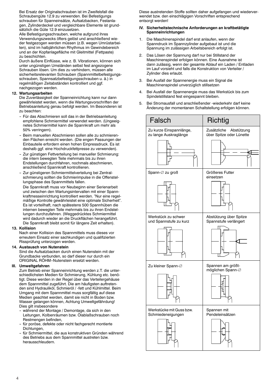 Falsch richtig | ROHM KBF-N - Power-operated ball lock draw-down chucks User Manual | Page 4 / 48