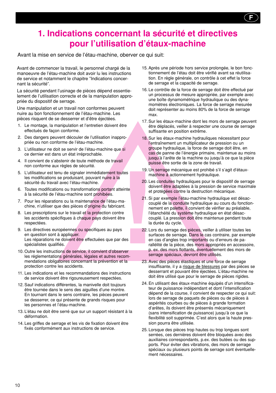 Pour l’utilisation d’étaux-machine, Indications concernant la sécurité et directives | ROHM RB / RH / RBA / RBAW machine vices User Manual | Page 10 / 56