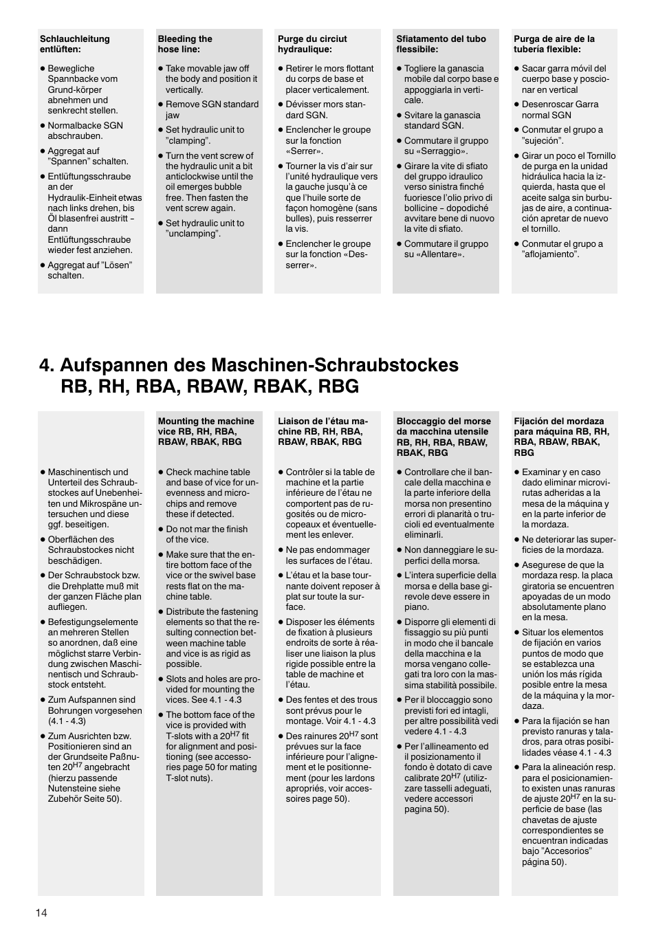 ROHM RB / RH / RBA / RBAW machine vices User Manual | Page 14 / 56