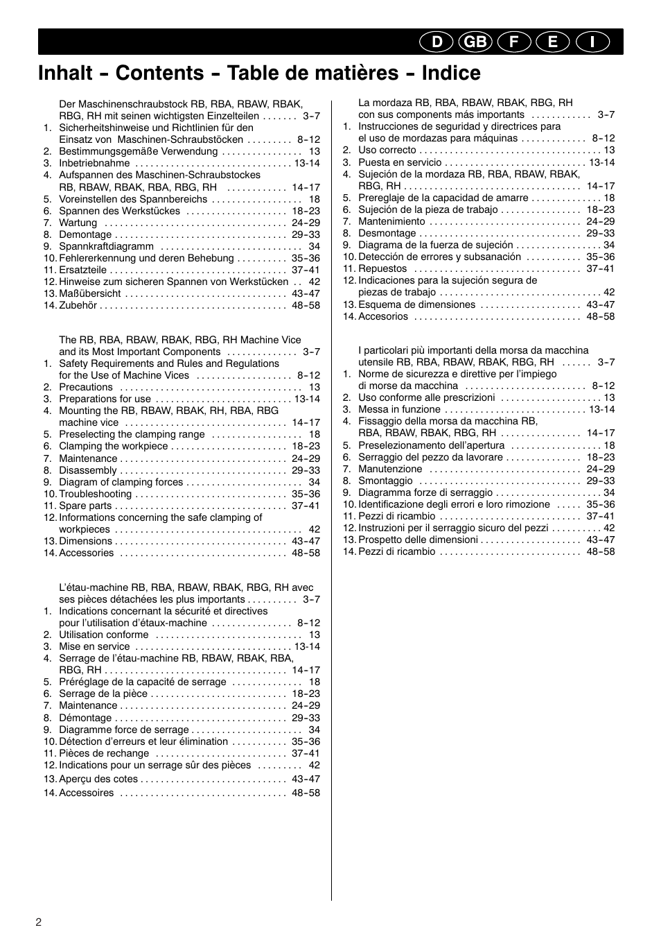 ROHM RB / RH / RBA / RBAW machine vices User Manual | Page 2 / 56
