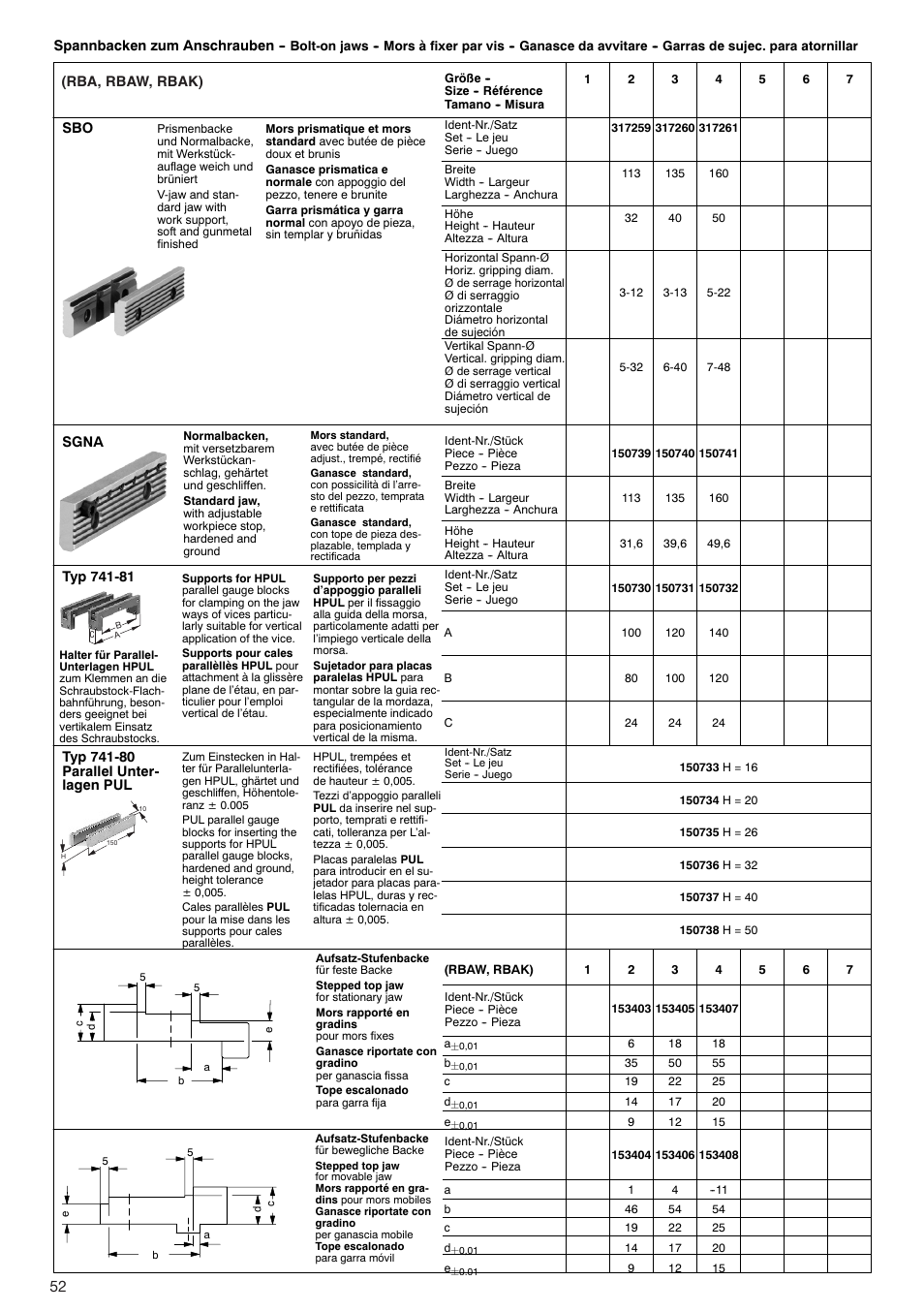 ROHM RB / RH / RBA / RBAW machine vices User Manual | Page 52 / 56