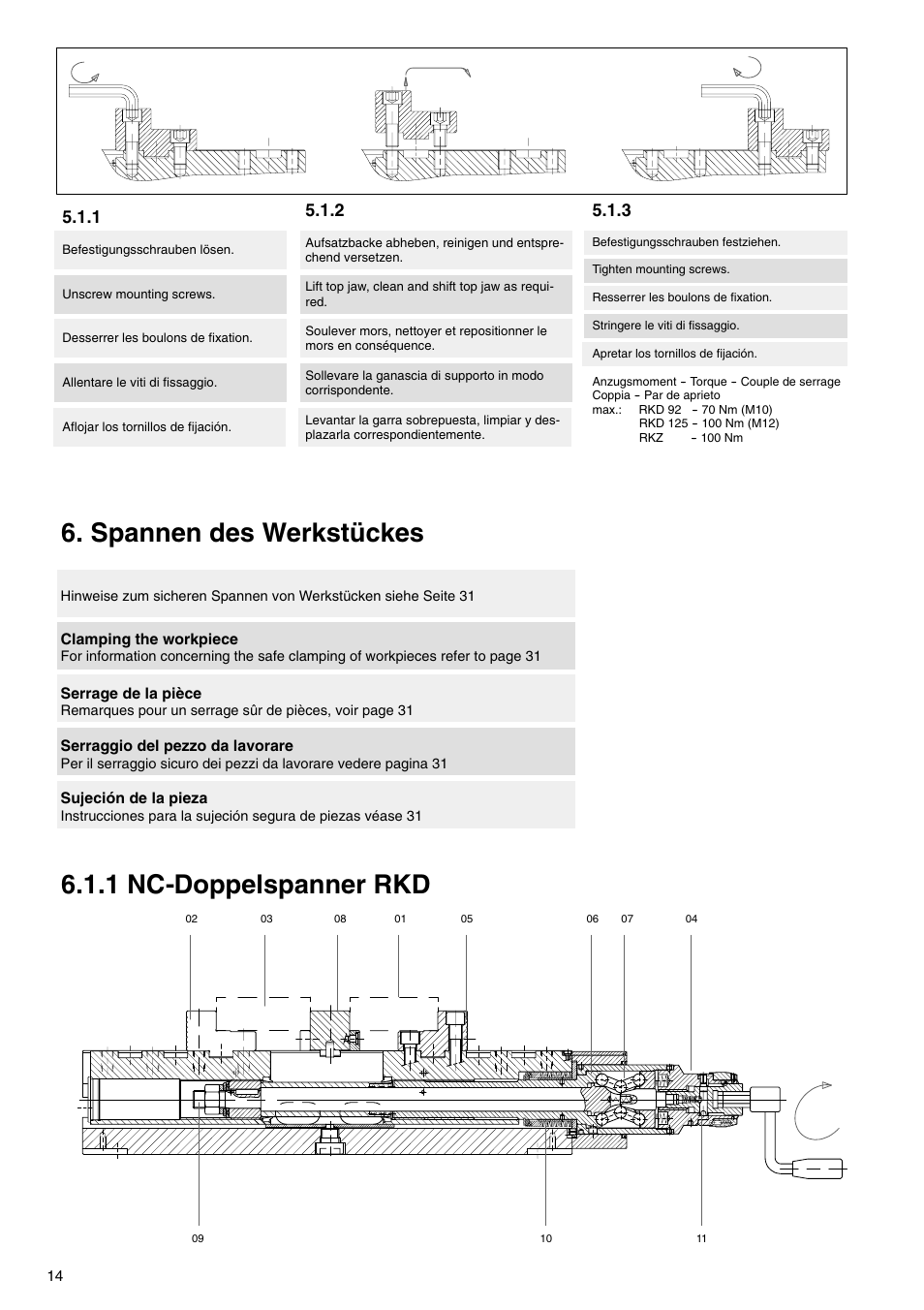 Spannen des werkstückes, 1 nc-doppelspanner rkd | ROHM RKD NC-Compact twin vices / RKZ NC-Compact self centering vices User Manual | Page 14 / 32