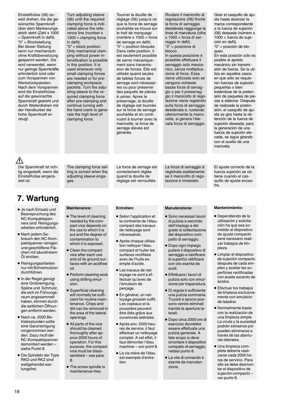 Wartung | ROHM RKD NC-Compact twin vices / RKZ NC-Compact self centering vices User Manual | Page 18 / 32