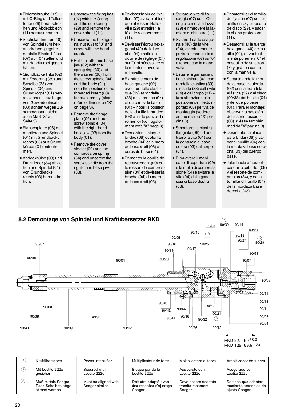 2 demontage von spindel und kraftübersetzer rkd | ROHM RKD NC-Compact twin vices / RKZ NC-Compact self centering vices User Manual | Page 20 / 32