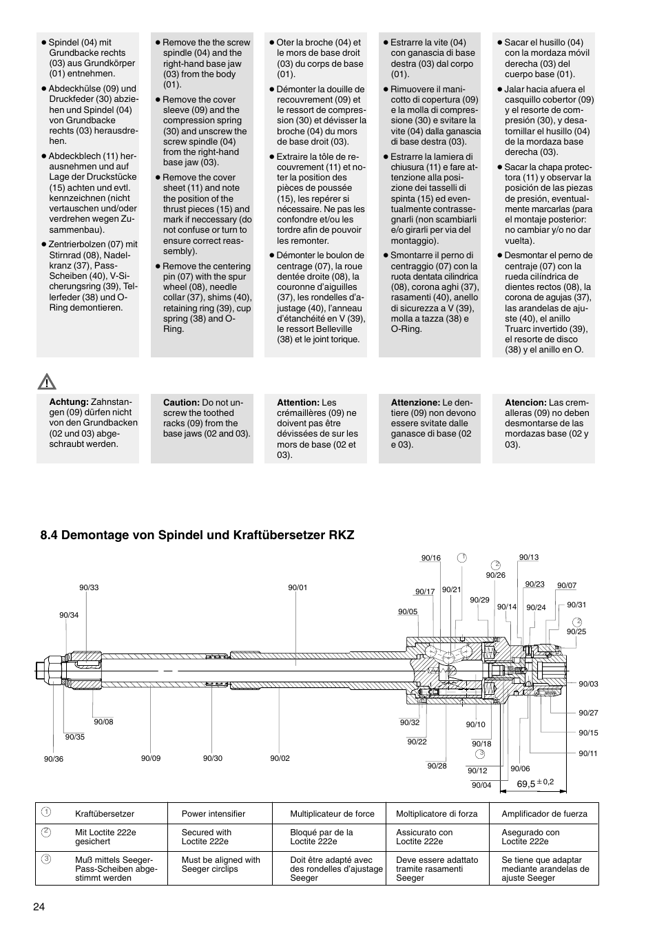 4 demontage von spindel und kraftübersetzer rkz | ROHM RKD NC-Compact twin vices / RKZ NC-Compact self centering vices User Manual | Page 24 / 32