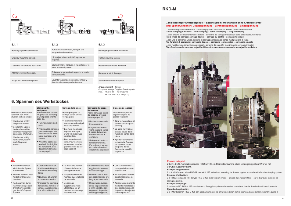 Rkd-m, Spannen des werkstückes | ROHM RKD-M NC-Compact twin vices User Manual | Page 12 / 12