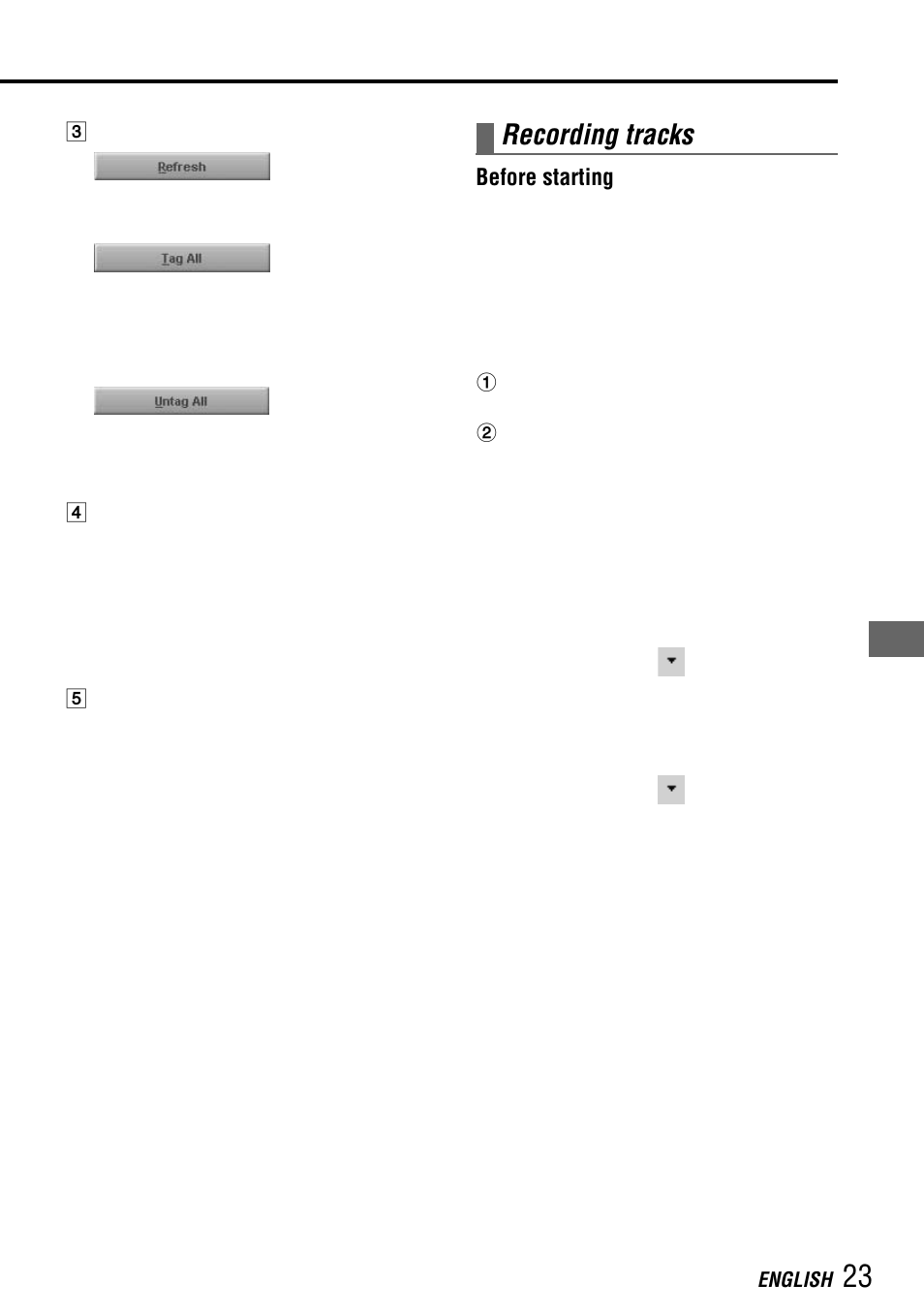Recording tracks, English | Aiwa MM-RX400 User Manual | Page 23 / 64