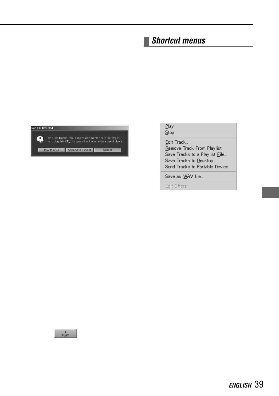 Shortcut menus | Aiwa MM-RX400 User Manual | Page 39 / 64