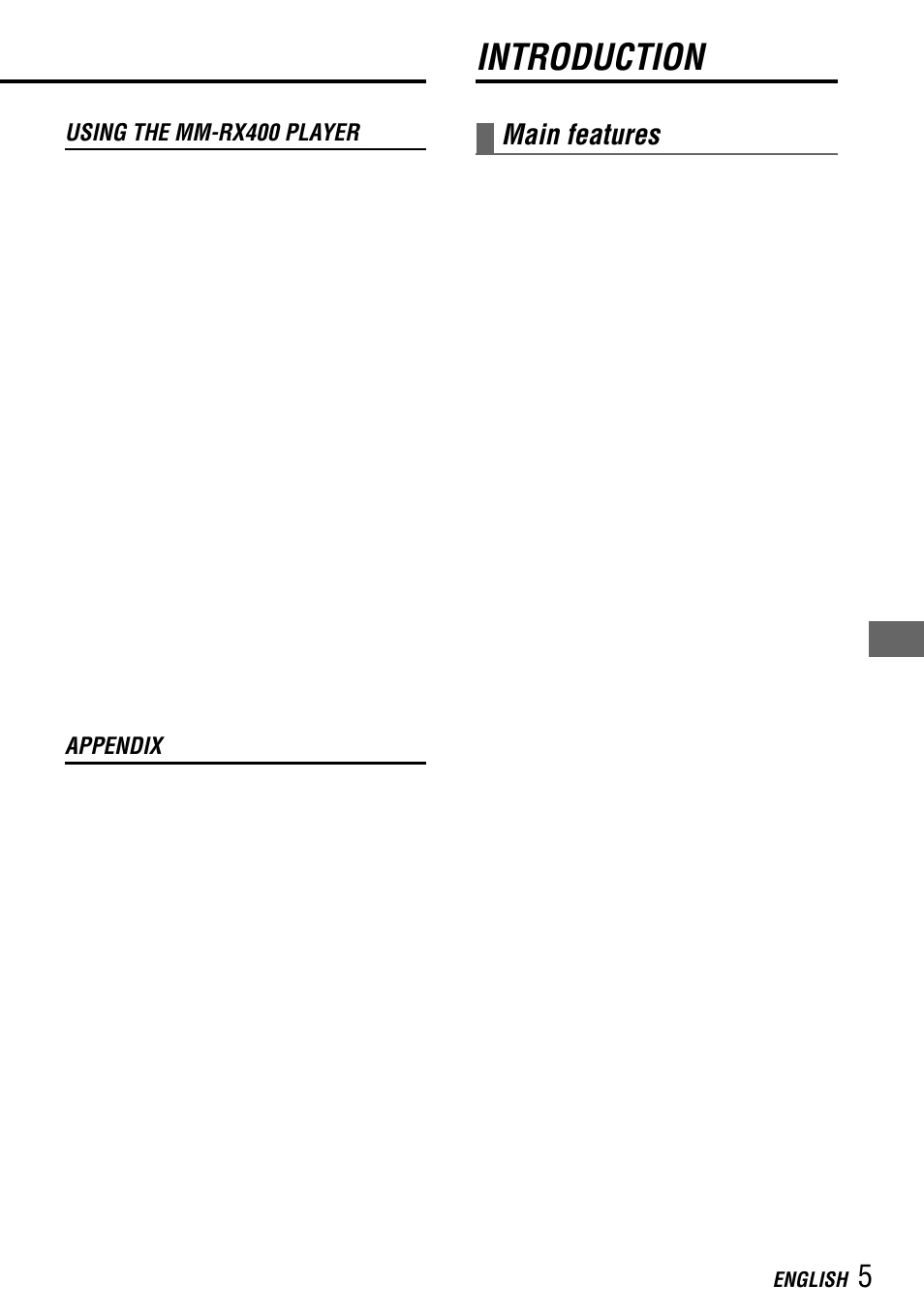 Introduction, Main features, English | Aiwa MM-RX400 User Manual | Page 5 / 64