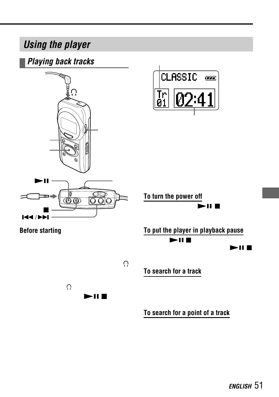 Using the player, Playing back tracks | Aiwa MM-RX400 User Manual | Page 51 / 64