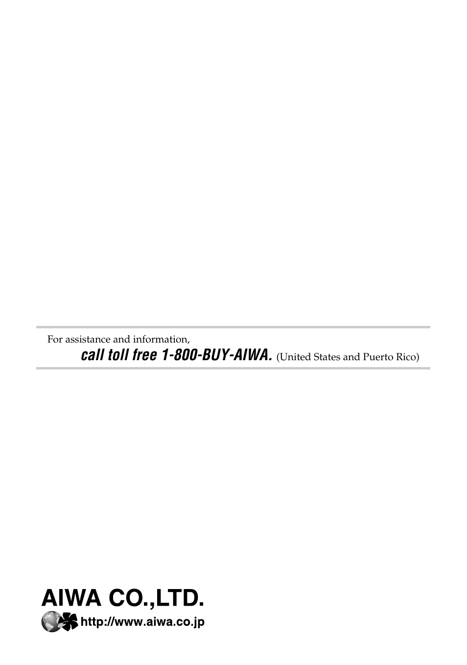 Call toll free 1-800-buy-aiwa | Aiwa MM-RX400 User Manual | Page 64 / 64