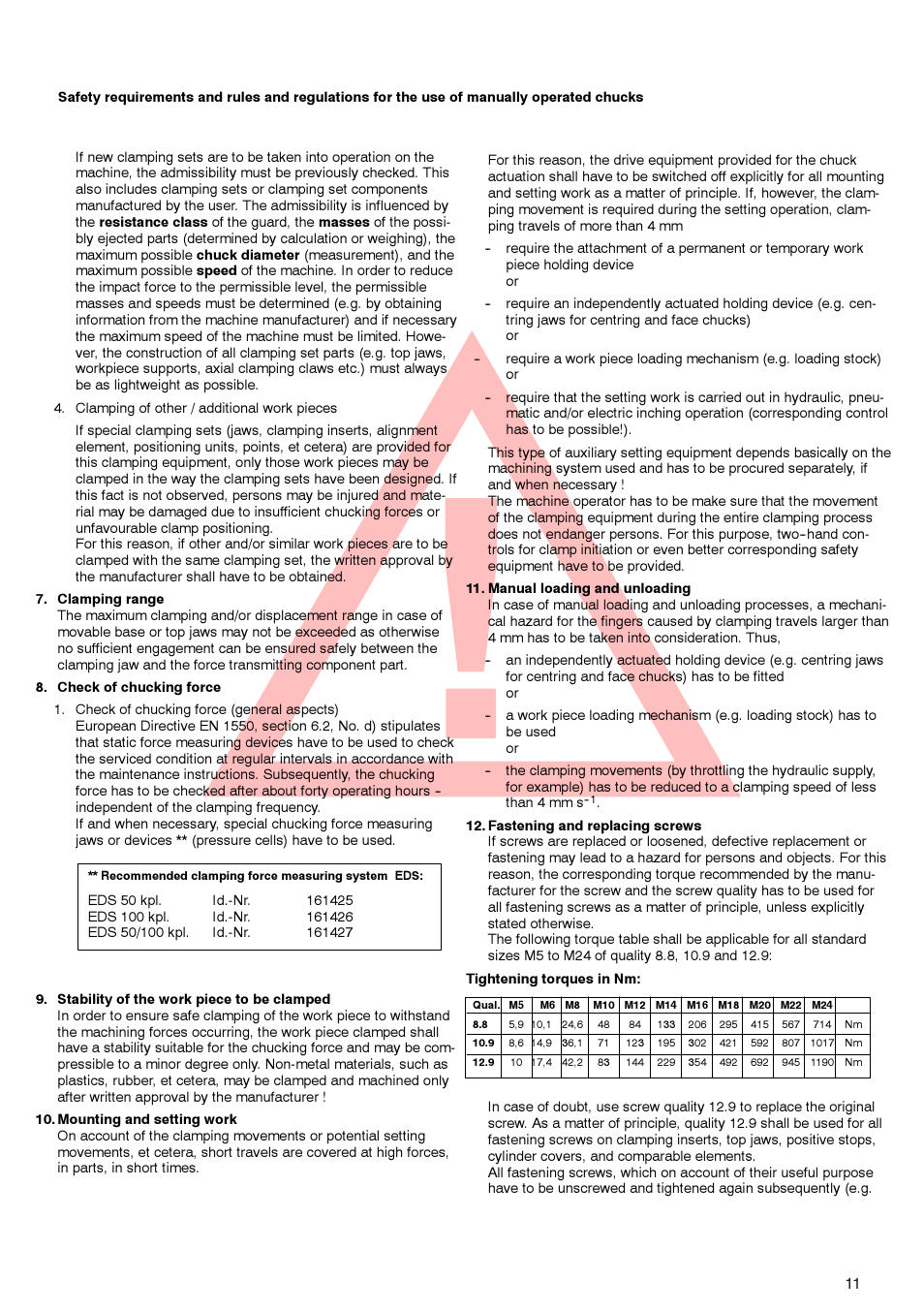 ROHM ZG/ZS, ZGU/ZSU, EG/ES - Geared scroll chucks User Manual | Page 11 / 44