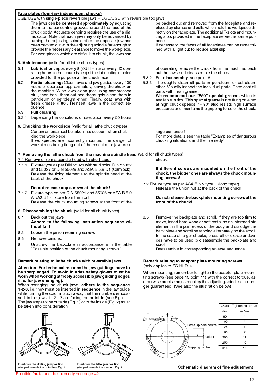 ROHM ZG/ZS, ZGU/ZSU, EG/ES - Geared scroll chucks User Manual | Page 17 / 44