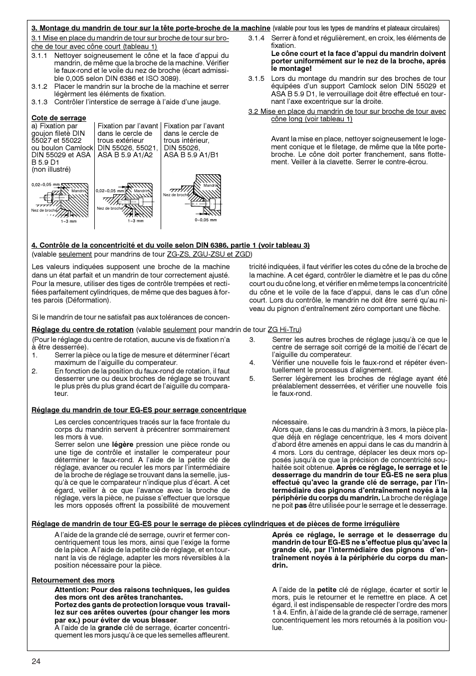 ROHM ZG/ZS, ZGU/ZSU, EG/ES - Geared scroll chucks User Manual | Page 24 / 44