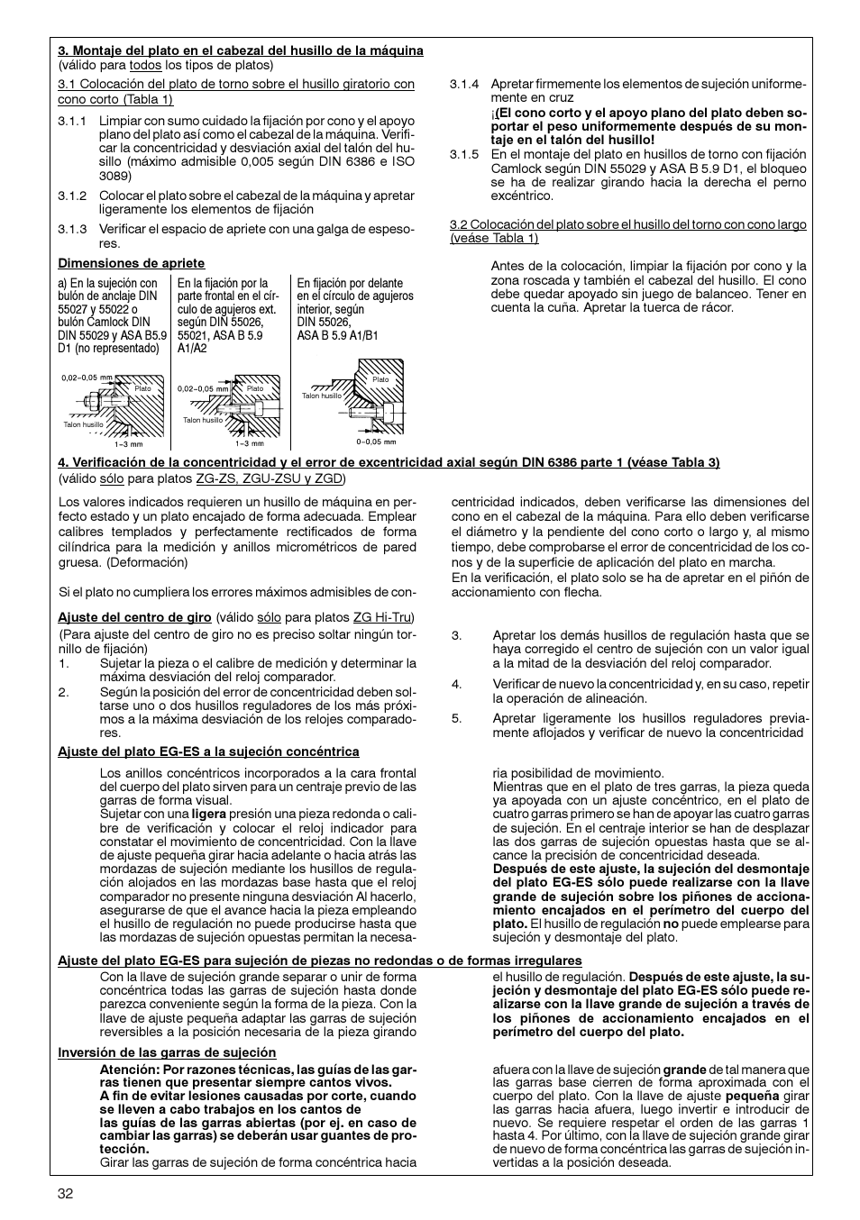 ROHM ZG/ZS, ZGU/ZSU, EG/ES - Geared scroll chucks User Manual | Page 32 / 44