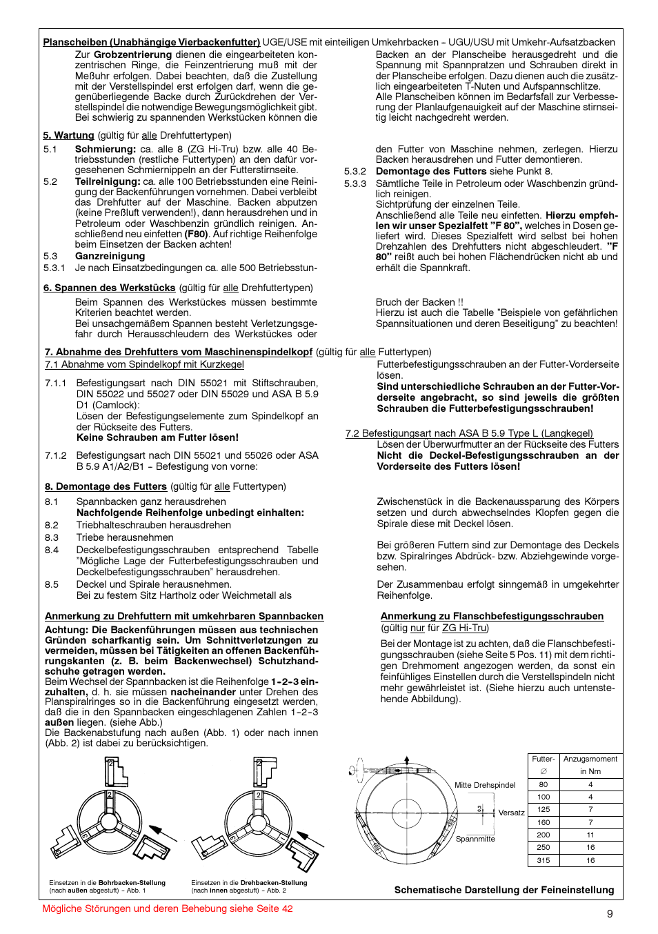 ROHM ZG/ZS, ZGU/ZSU, EG/ES - Geared scroll chucks User Manual | Page 9 / 44