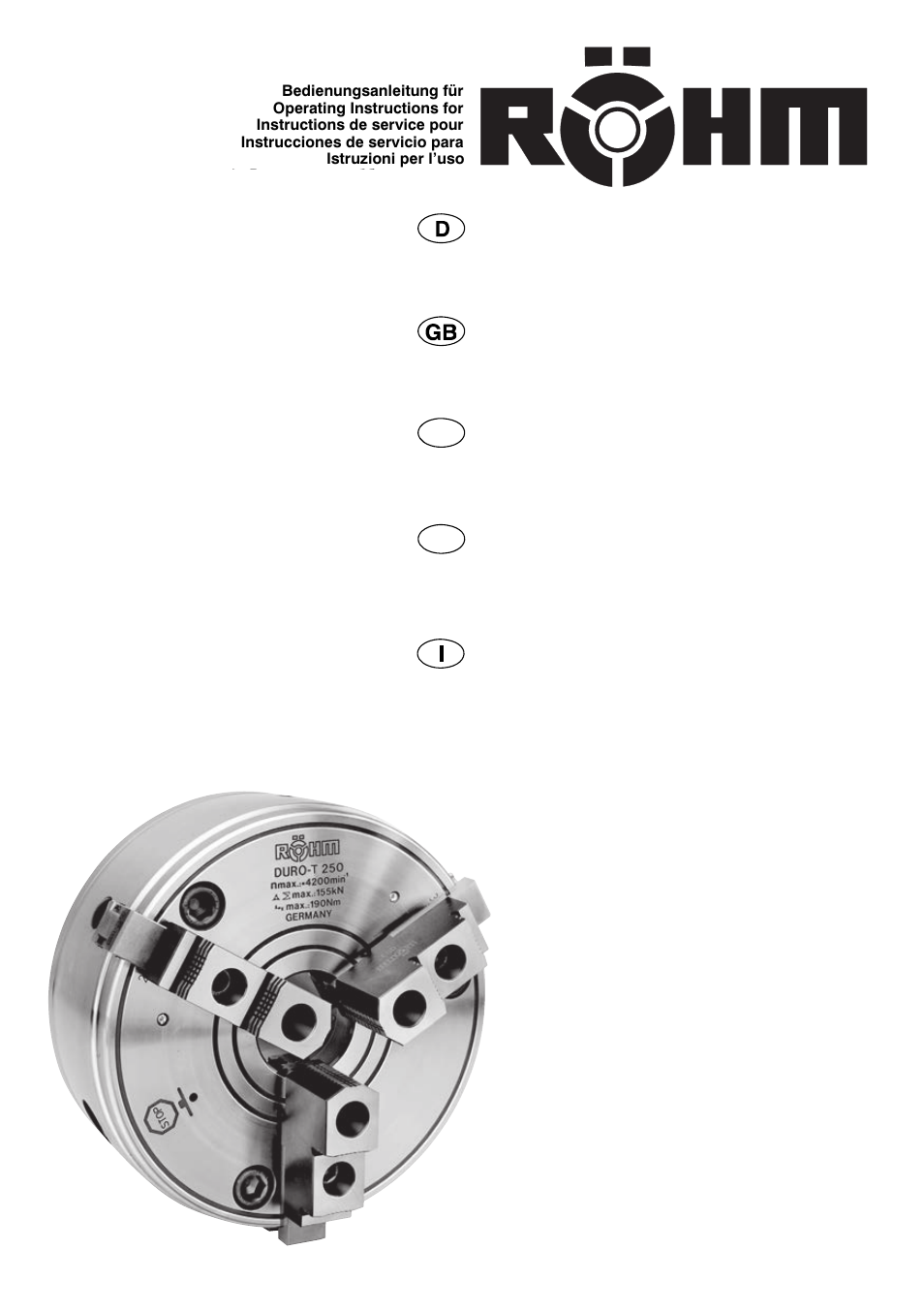 ROHM DURO-T hand-operated chuck (with key bar principle) User Manual | 40 pages