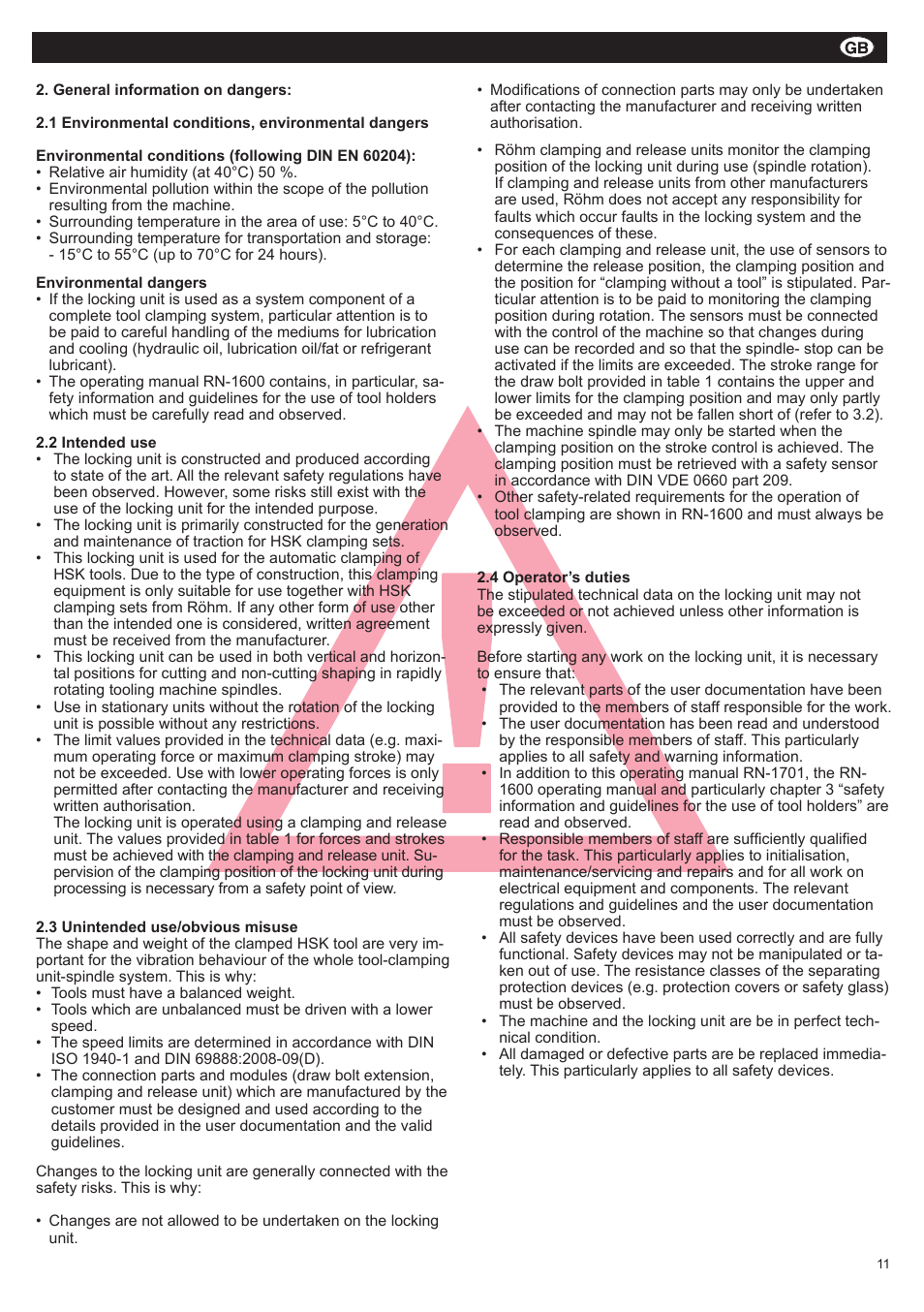 Duro-t, Overview of forces and strokes of the locking unit | ROHM SUPER-LOCK User Manual | Page 11 / 28