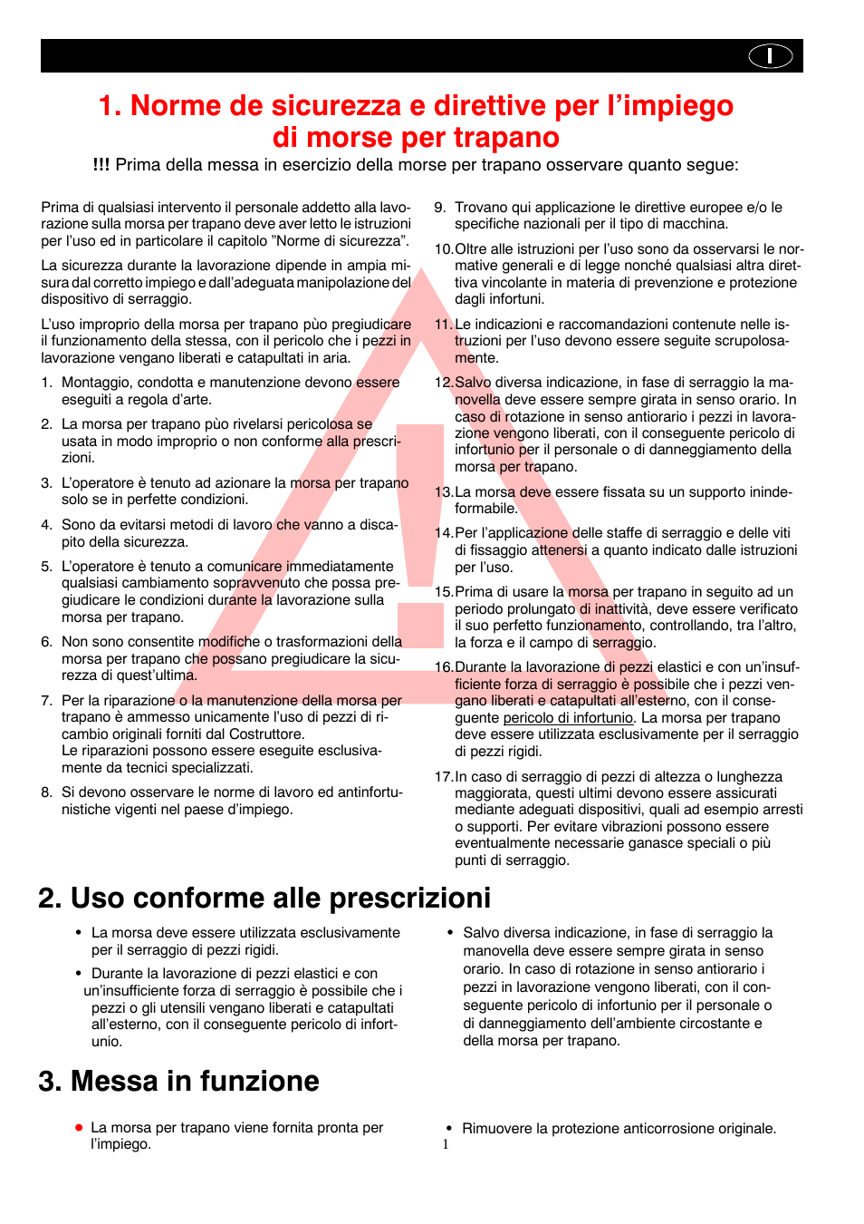 Uso conforme alle prescrizioni, Messa in funzione | ROHM BOF - BSS drilling machine vice User Manual | Page 18 / 25