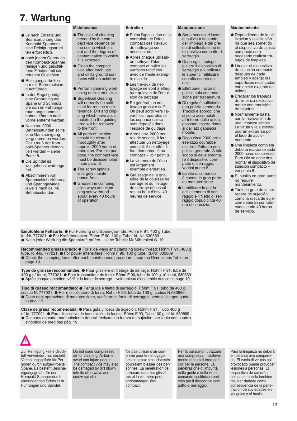 Wartung | ROHM RKE-U/-U L/-LV NC-Compact vices User Manual | Page 13 / 28