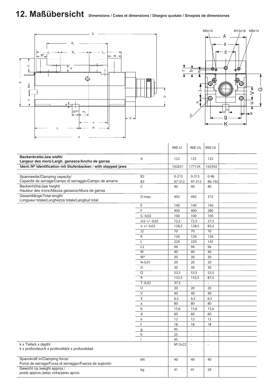 Maßübersicht, Aa d, Ik g | Uv g | ROHM RKE-U/-U L/-LV NC-Compact vices User Manual | Page 19 / 28