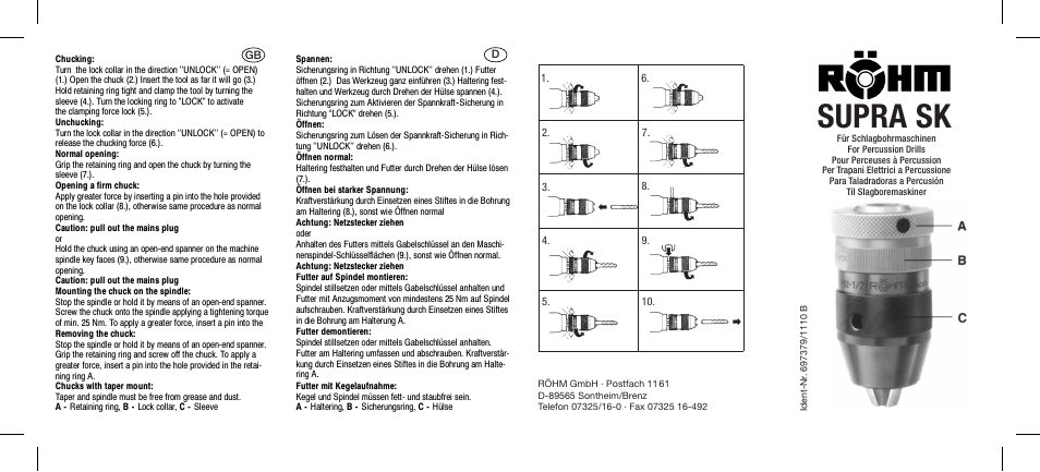 ROHM SUPRA-SK - keyless drill chucks User Manual | 2 pages