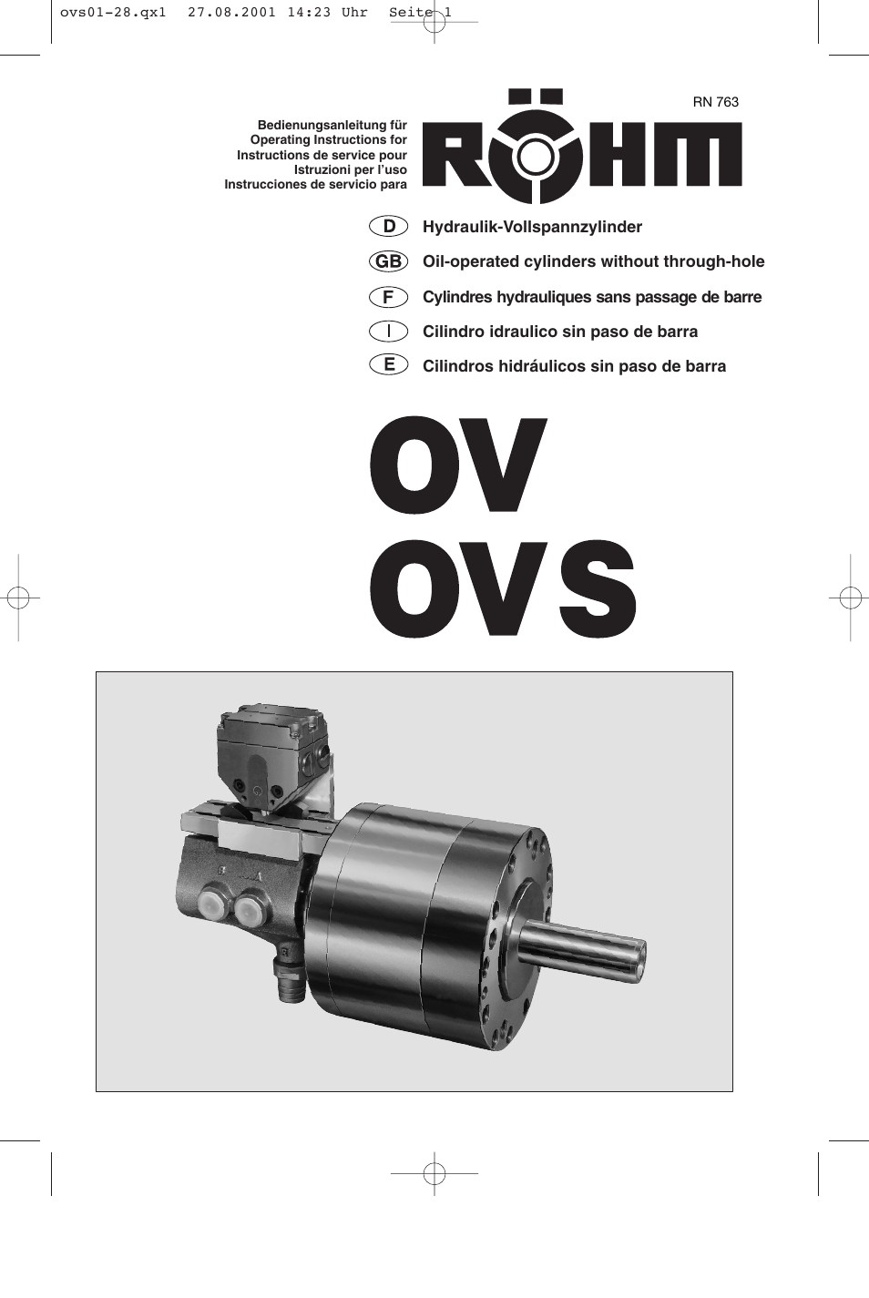 ROHM OV / OVS - oil-operated cylinders User Manual | 28 pages