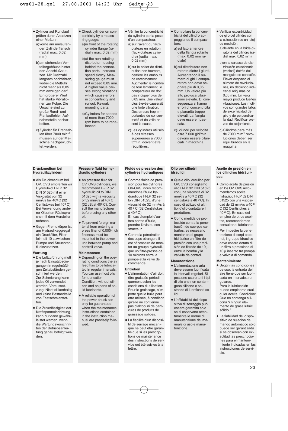 ROHM OV / OVS - oil-operated cylinders User Manual | Page 23 / 28