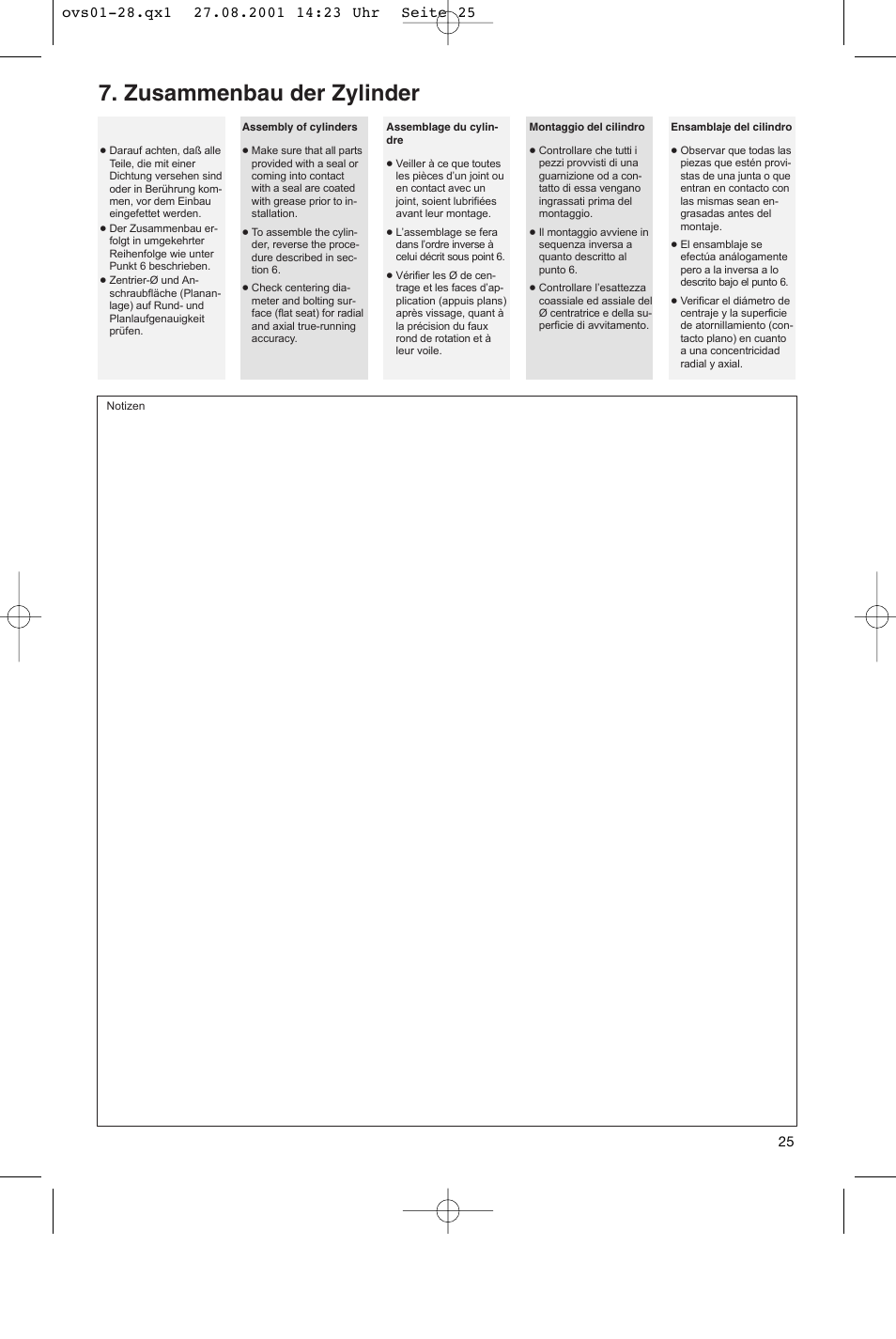 Zusammenbau der zylinder | ROHM OV / OVS - oil-operated cylinders User Manual | Page 25 / 28