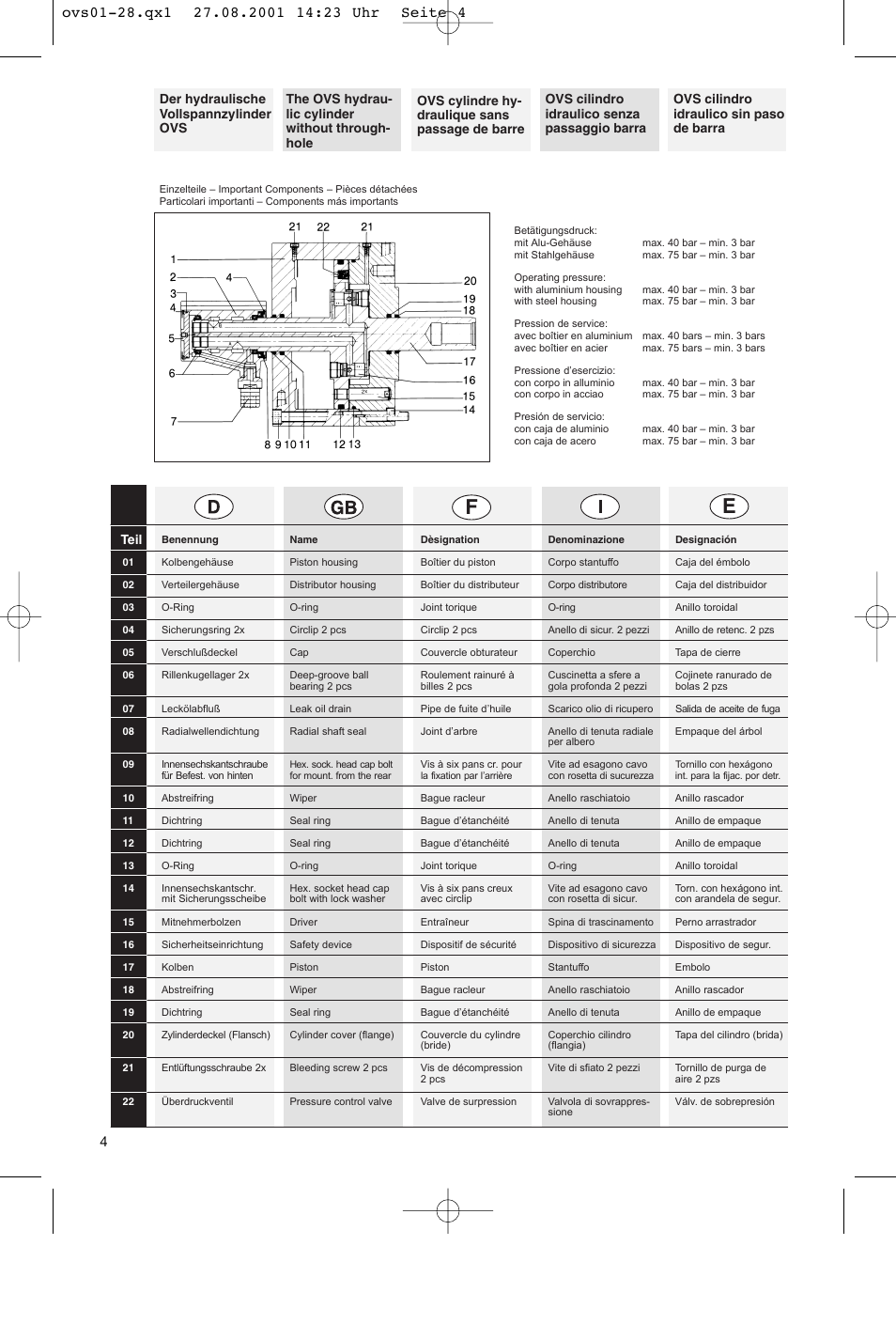 ROHM OV / OVS - oil-operated cylinders User Manual | Page 4 / 28