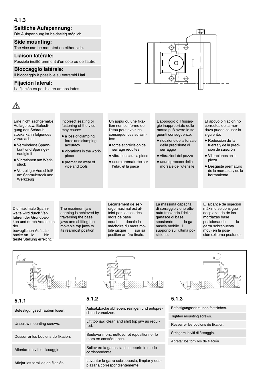 3 seitliche aufspannung, Side mounting, Liaison latérale | Bloccaggio latérale, Fijación lateral | ROHM RKZ-M NC-Compact self centering vices User Manual | Page 5 / 10