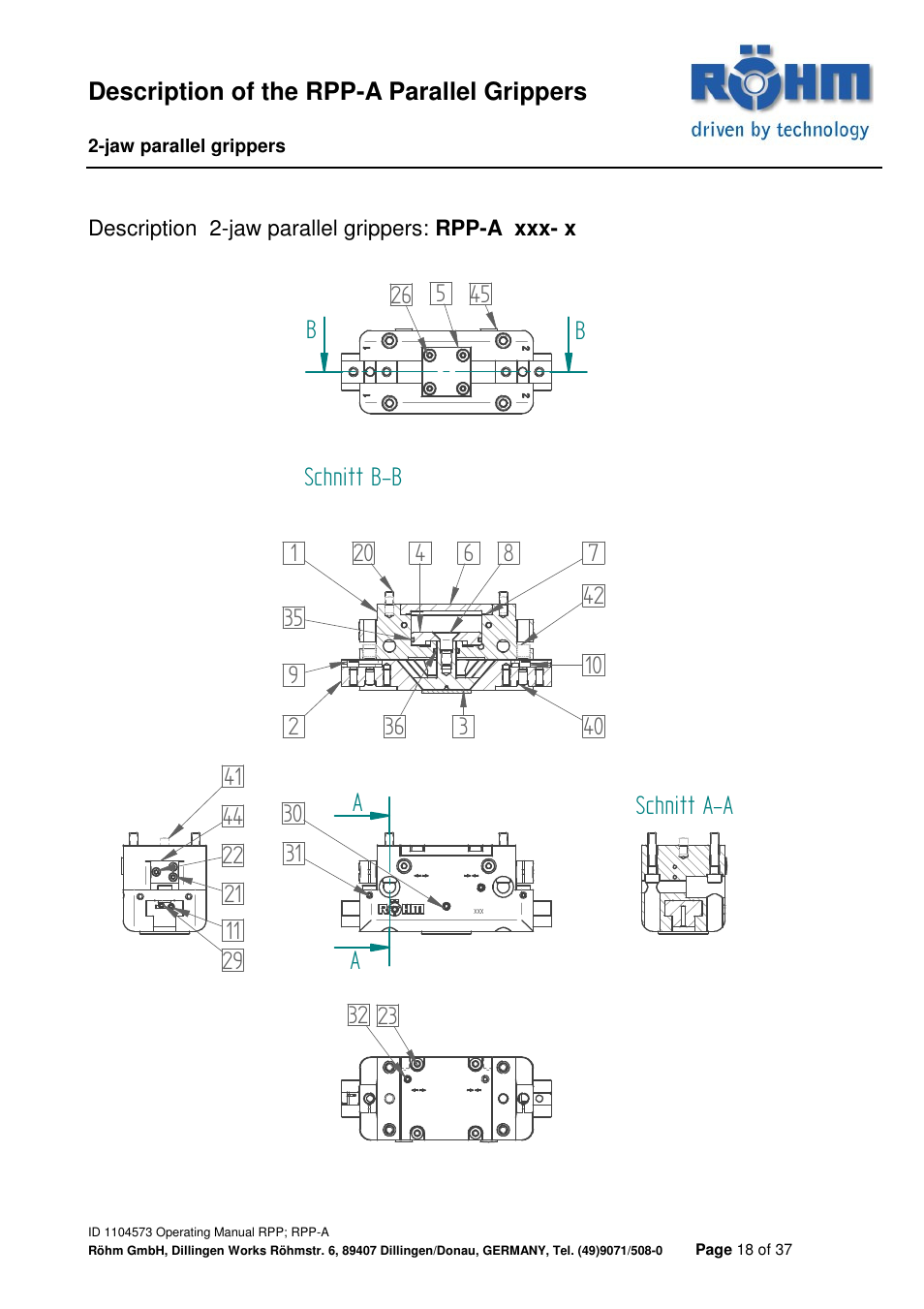 Aschnitt a-a b b schnitt b-b | ROHM RPP / RPP-A 2-jaw parallel gripper User Manual | Page 18 / 37