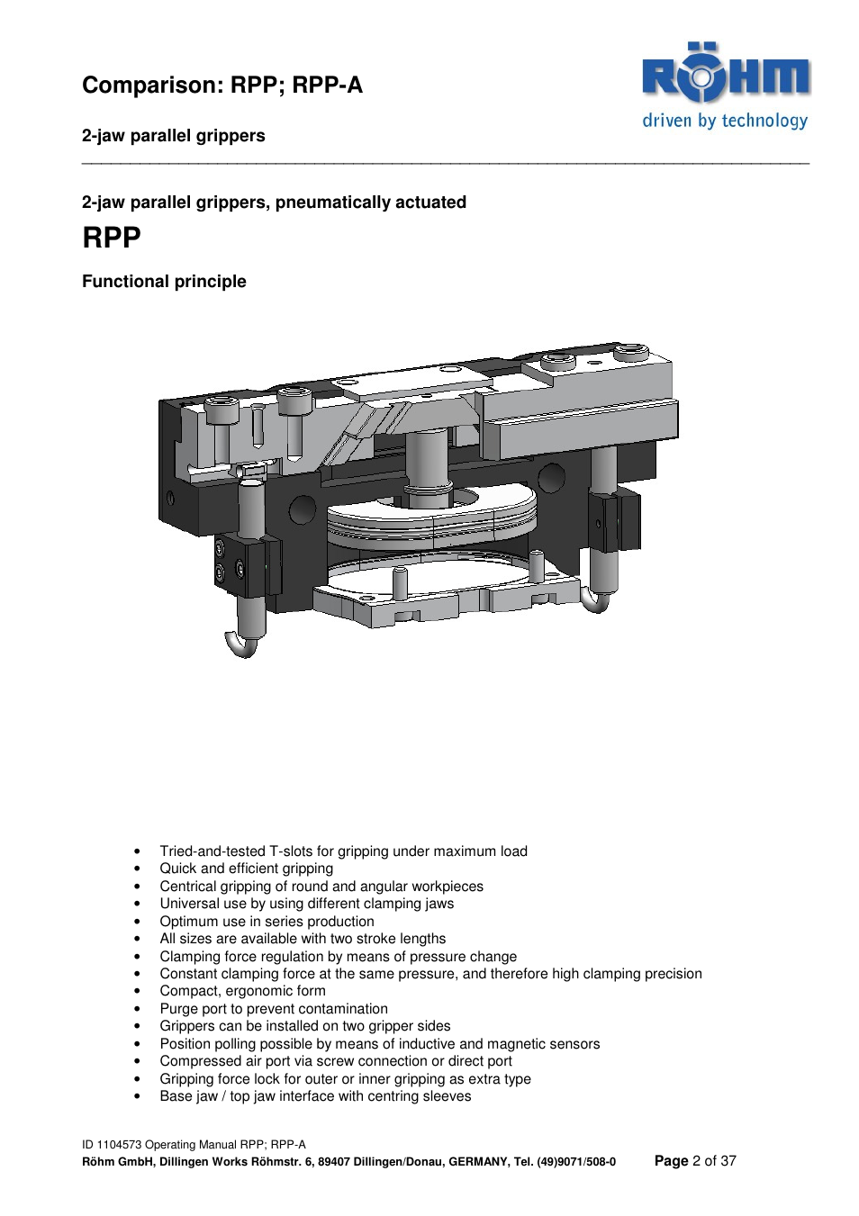 Comparison: rpp; rpp-a | ROHM RPP / RPP-A 2-jaw parallel gripper User Manual | Page 2 / 37