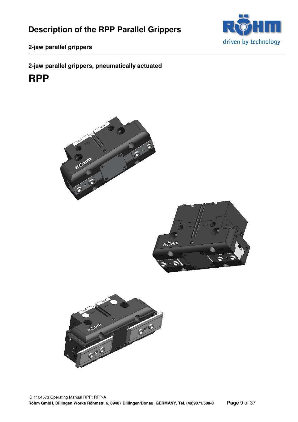 Description of the rpp parallel grippers | ROHM RPP / RPP-A 2-jaw parallel gripper User Manual | Page 9 / 37