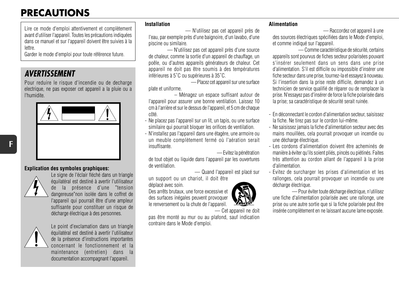 Ts-wm5 (u) fre, Precautions, Avertissement | 14 f | Aiwa WM5 User Manual | Page 15 / 20