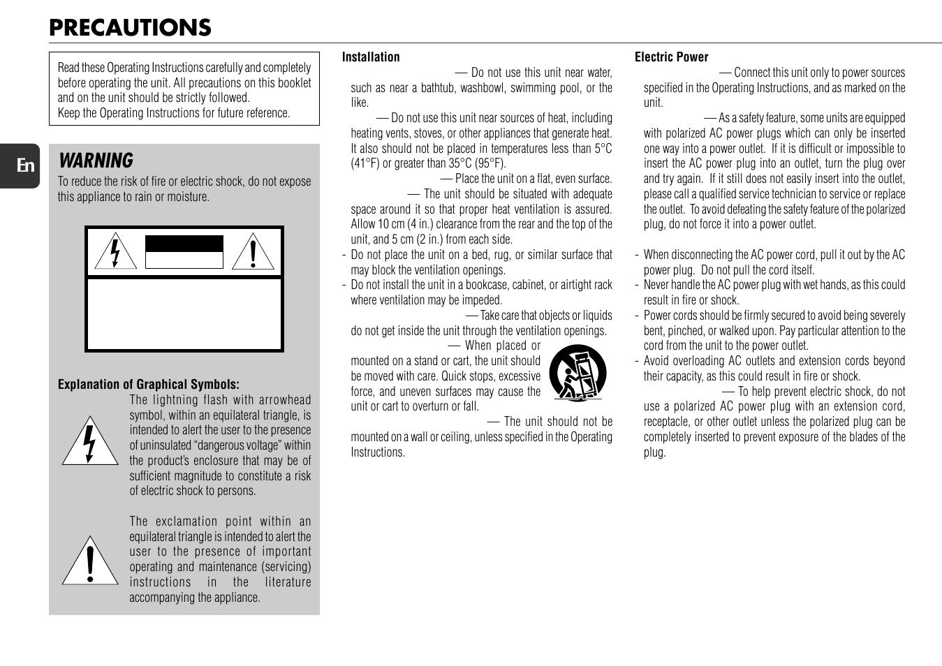 Precautions, Warning | Aiwa WM5 User Manual | Page 2 / 20