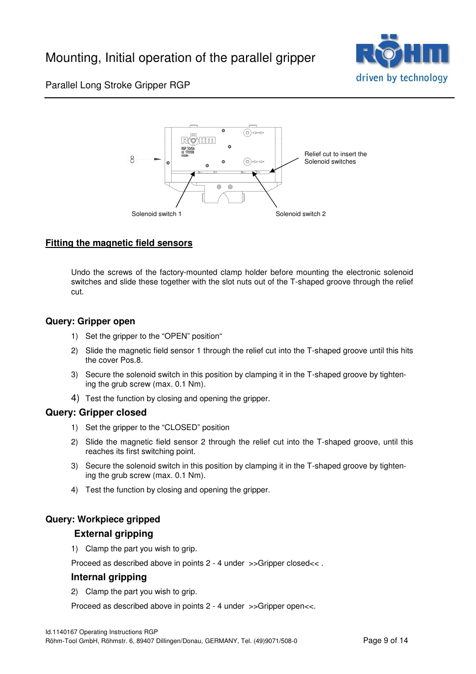 ROHM RGP Long stroke gripper User Manual | Page 9 / 14