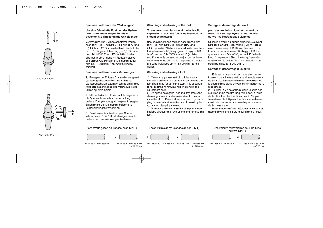 ROHM Hydraulic collet chucks User Manual | Page 2 / 2