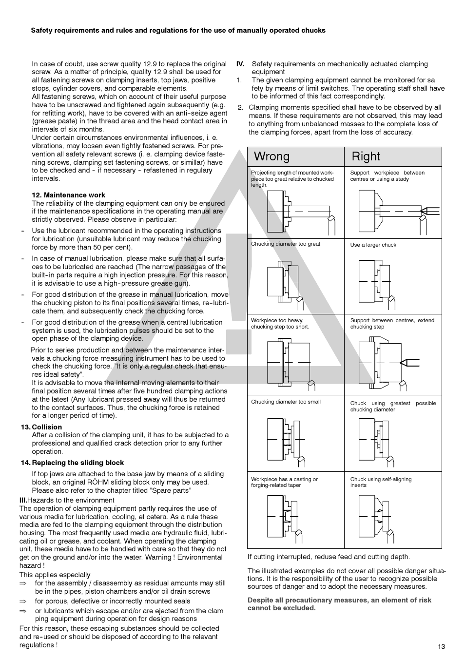 Wrong right | ROHM DURO - Key bar chucks User Manual | Page 13 / 42