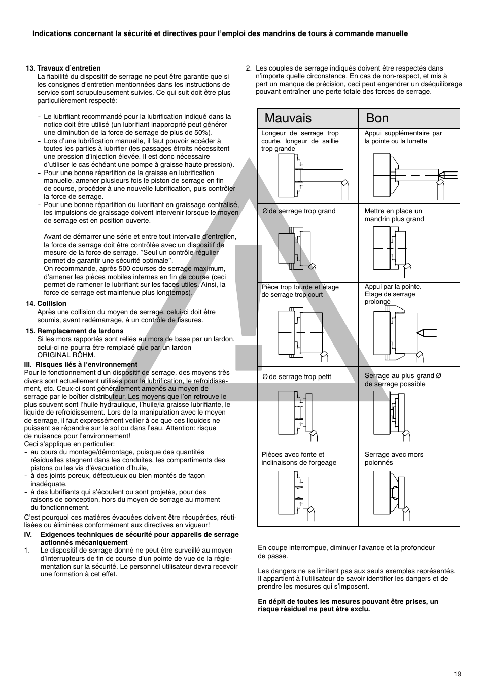 Mauvais bon | ROHM DURO - Key bar chucks User Manual | Page 19 / 42