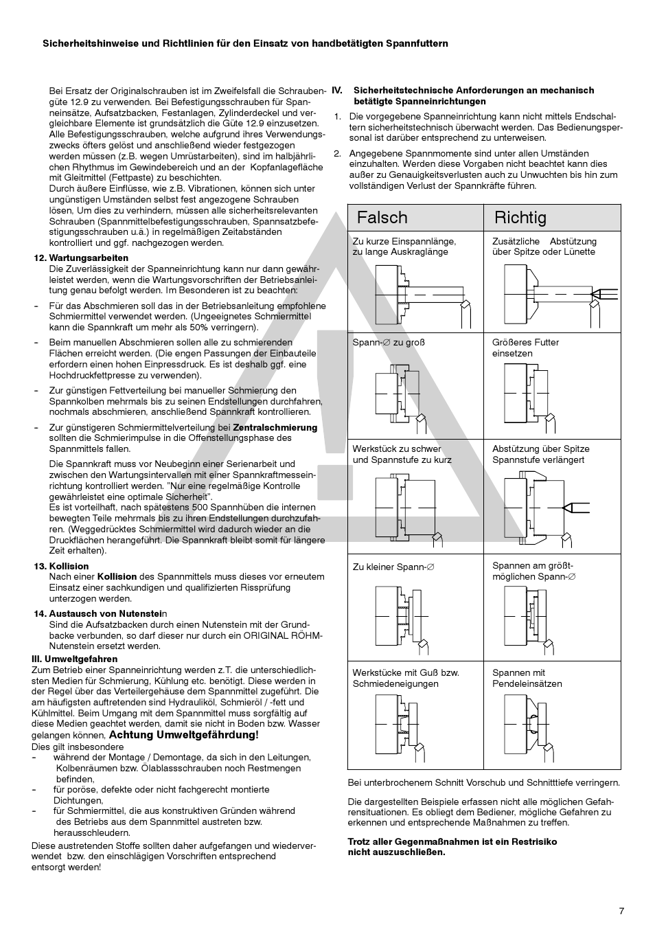 Falsch richtig | ROHM DURO - Key bar chucks User Manual | Page 7 / 42