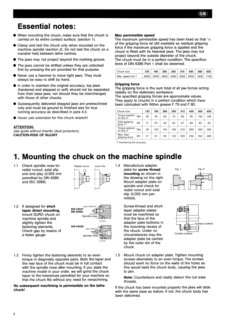 ROHM DURO - Key bar chucks User Manual | Page 8 / 42