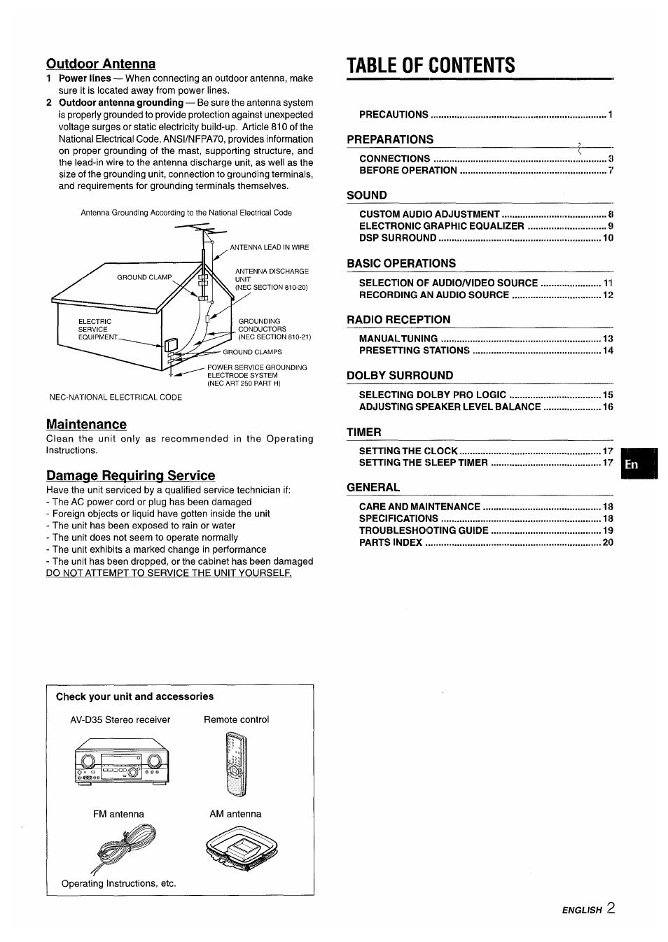 Aiwa AV-D35 User Manual | Page 3 / 64