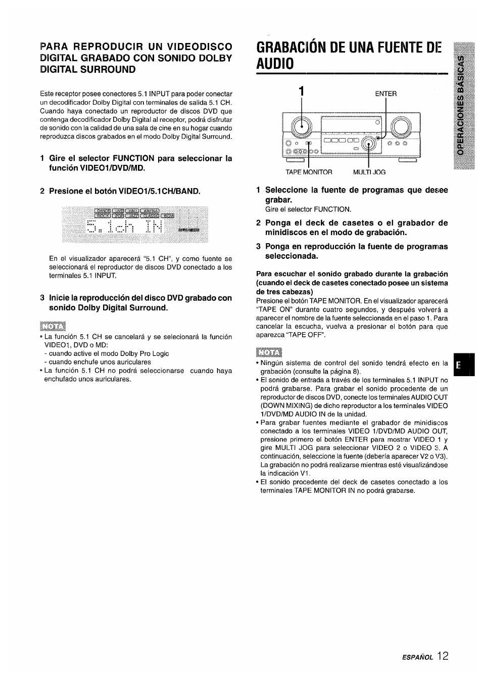 Grabacion de una fuente de audio, Selección de una fuente de audiomdeo | Aiwa AV-D35 User Manual | Page 33 / 64