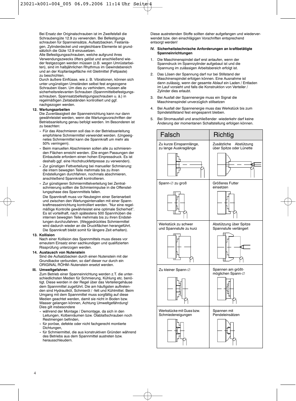 Falsch richtig | ROHM Safety instructions and guidelines for the use of power-operated clamping devices User Manual | Page 4 / 20