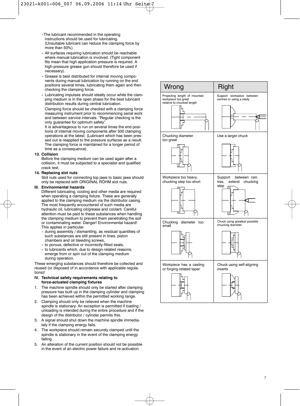 Wrong right | ROHM Safety instructions and guidelines for the use of power-operated clamping devices User Manual | Page 7 / 20